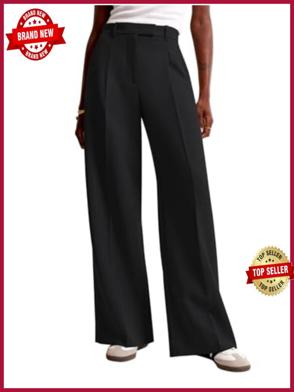 Women Wide Leg Pants High Waisted Business Casual Trousers with Pockets